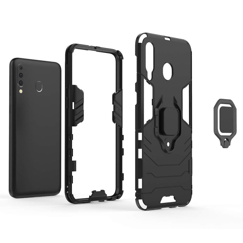 MaiJin Compatible with Samsung Galaxy M30, Galaxy A40s Case, Metal Ring Grip Kickstand Shockproof Hard Bumper (Works with Magnetic Car Mount) Dual Layer Rugged Cover (Black) - Image 4